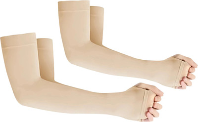 minmum Cotton Arm Sleeve For Men & Women(Free, Beige)
