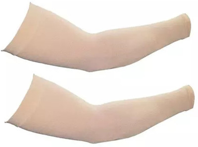 Tahiro Cotton Arm Sleeve For Men & Women(Free, Beige)