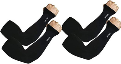 araanshi Cotton Arm Sleeve For Men & Women(Free, Black)