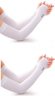 MSR STORE Cotton, Nylon Arm Sleeve For Men & Women(Free, White)