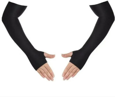 AMB Nylon, Cotton Arm Sleeve For Men & Women(Free, Black)