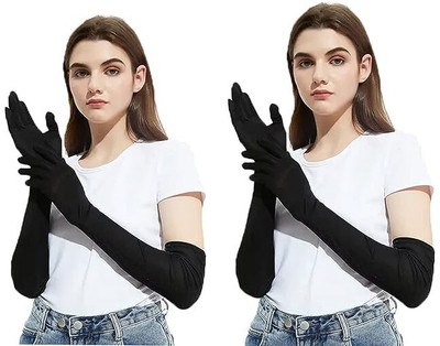 PUNCHOLI UNIQUE Nylon Arm Sleeve For Girls(Free, Black)