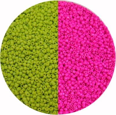 Store_of_arts (pp creations) Combo of 2mm cosco green & Rani Pink Glass Beads, Pack of 2 (50gm each)