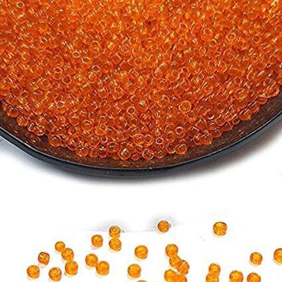 PriyaBeads Pack 11/0 Size 2mm Orange Transparent Glass Seed Beads for Jewelry Making-200g