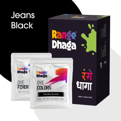 rangedhaga Fabric Dye, Shade Jeans Black, Pack of 5 Single Color Pouches