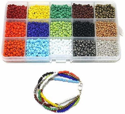 Beadsnfashion Seed Beads Opaque Colors DIY Kit for Jewellery Making and Crafts Work (15 Colors)