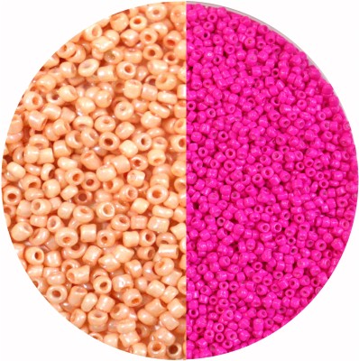 Store_of_arts (pp creations) Combo of 2mm Skin & Rani Pink Glass Beads, Pack of 2 (50gm each)