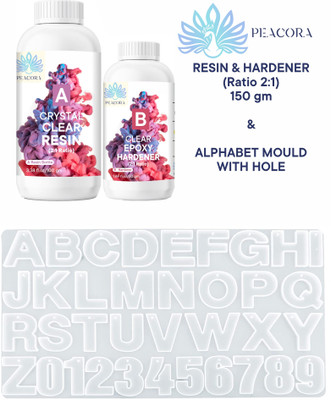 PEACORA Alphabet & Number mould with hole with 150g Resin Hardner 1:2 ratio