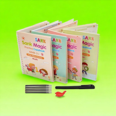 AirSoft 4Pcs/Set Reusable Kids Magic Drawing Writing Pen Control Training Copy Book X