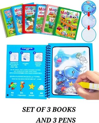 Mira Farmcraft Pack of 3 Reusable Magic Water Pen Book Doodle Kids Painting Board RANDOM DESIGN