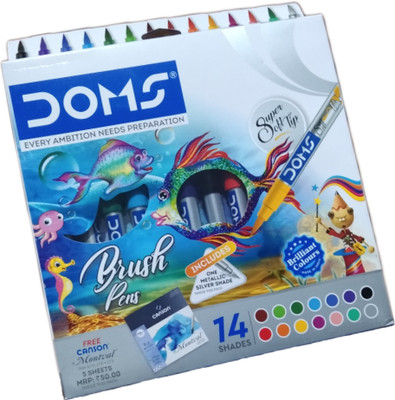 DOMS Brush colour pens large 14 shades New