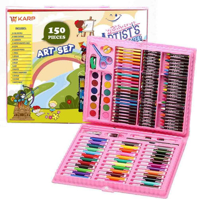 kvhub 150 Pieces Art Set for Kids with Case, Drawing Painting Crayons Color Pencils(Multicolor)