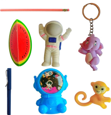 Charmfest 7 pcs Combo,Infinity and Glitter pencil,Keychain,Erasers and Sharpeners Gift set