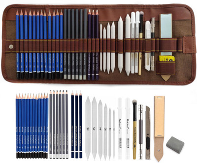 Definite 35pc Professional Graphite Drawing Charcoal Sketching Pencils Art Tool Kit Set