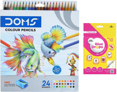 DOMS 24 Shades Color Pencil With Glue DropsNew