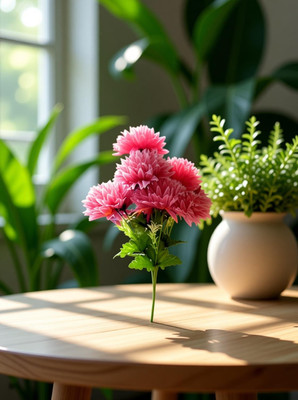 Anandani Artificial Pink Corel Bunch (5 Head) for Beautiful & Gorgeous Pink Rose Artificial Flower(26 inch, Pack of 1)