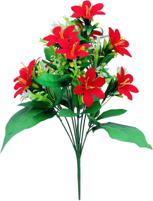 GudiyaEnt Red Lily Artificial Flower(30 cm, Pack of 1, Flower Bunch)