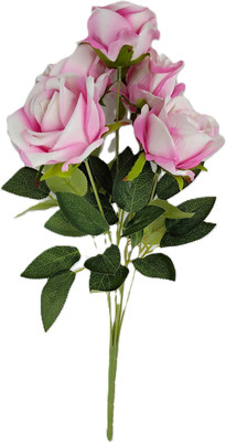 VENSA KINS White, Pink Rose Artificial Flower(22 cm, Pack of 1, Flower Bunch)