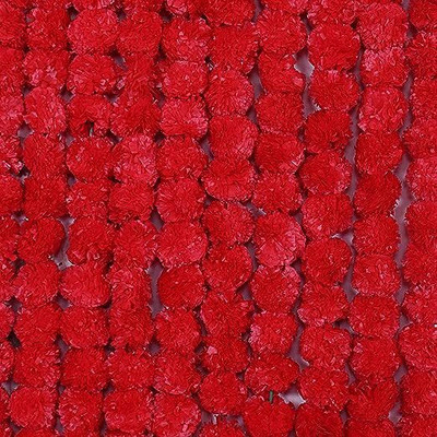 PARTY MIDLINKERZ Red Marigold Garland Artificial Flowers/Genda Phool Mala/Ladi for Decor Red Marigold Artificial Flower(60 inch, Pack of 5, Garlands)