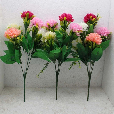 TFH Birthday Gift Artificial Dahlia Flower Bunch Pack Of-3 Multicolor Dahalia Artificial Flower(13 inch, Pack of 3, Flower Bunch)