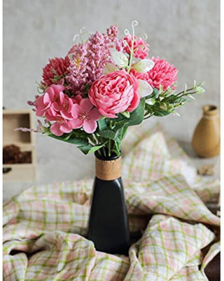 Satyam Kraft 1 pcs Artificial Multiflora Roses for Home, vase Decor(Without Vase Pot) Pink Rose Artificial Flower(15 cm, Pack of 1, Flower Bunch)