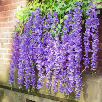 well art gallery Wisteria Hanging Garland Silk Long Hanging Flower Home Party Wedding DecorPurple Purple Westeria Artificial Flower(110 inch, Pack of 12, Vine & Creepers)