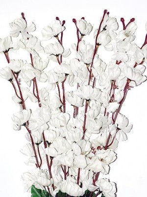 Real PBR art_FlWR_1148 White Cherry Blossom Artificial Flower(25 cm, Pack of 1, Flower Bunch)