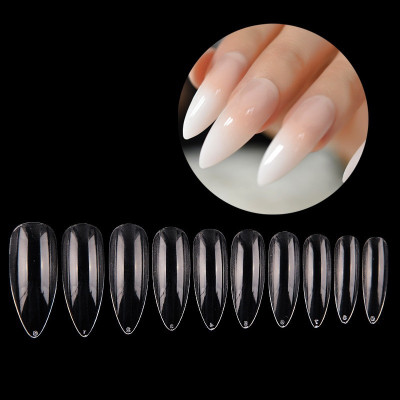KAIASHA Reusable 100 Tips Fake Acrylic Artificial Nails with Glue White [ transparent(Pack of 100)