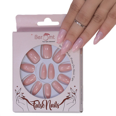 BEROMT PREMIUM GLOSSY NAILS - 336 Pink(Pack of 12)