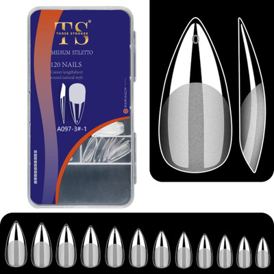THR3E STROKES Soft Gel Nail Tips | Artificial Nails Medium Stiletto False Nails Extension Set Full Cover Soft Nail Tips | Nail Salons DIY Nail Art with Box(Pack of 120)