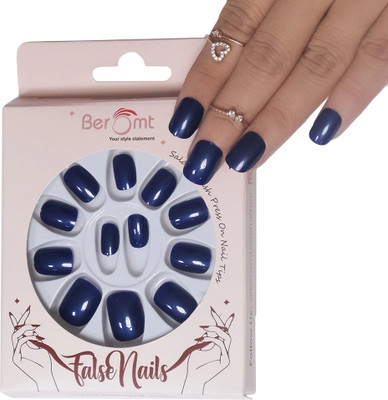 BEROMT PREMIUM GLOSSY NAILS - 330 blue(Pack of 12)