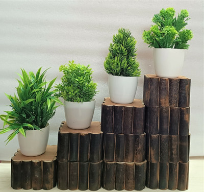Ductor Unique Bonsai Artificial Green Plants, All Different Design Bonsai Wild Artificial Plant with Pot(15 cm, Green)