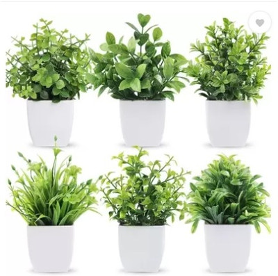 ductor Ductor Unique Artificial Plants For Home|Office|Shelf|Table Top Decoration Bonsai Wild Artificial Plant  with Pot(16 cm, Green)