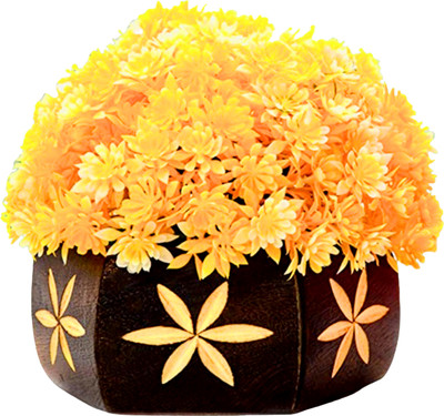 Show Style Artificial Plants for Home Decor Yellow Pot Flower for Home Office & Table Decor Bonsai Artificial Plant  with Pot(16 cm, Yellow)