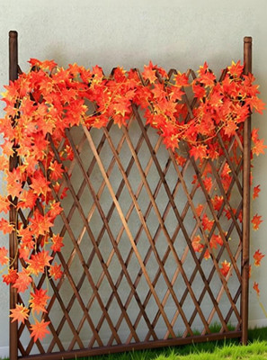 NLIN 8Ft Set of 1 Artificial Maple Plant Vine,For |Home| wall|Garden| Decoration Artificial Plant(180 cm, Orange)