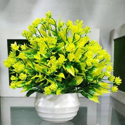 Leafora Best For Home/Office Table Decoration or Gift Table Flower Pot Bonsai Wild Artificial Plant  with Pot(18 cm, Green)