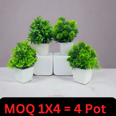 Uvlog Realistic Wild Type Artificial Plants for Indoor and Outdoor Use Bonsai Artificial Plant with Pot(15 cm, Green)