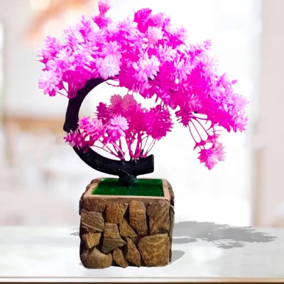 Show Style Artificial Plants for Home Decor Pink tree for bedroom livingroom & Table Decor Bonsai Artificial Plant  with Pot(26 cm, Pink)