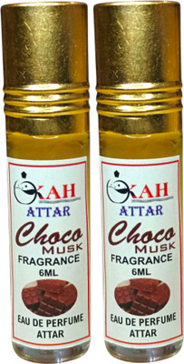 kah attar ChocoMusk Unisex Natural Pure Long Lasting Attar 6ml Roller 2pc. Floral Attar(Floral)
