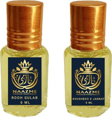 Naazme pack of 2 attar/rooh gulab attar 6 ml/khusboo e jannat attar 6 ml/unisex attar Floral Attar(Rose, Floral)