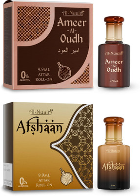 Al-Nuaim Ameer Al Oudh & Afshan Attar - Pack of 2 (9.9ml Each) Floral Attar(Oud (agarwood))