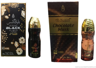 Al Nuaim BLACK XS AND CHOCOLATE MUSK 20 ML ROLL ON ATTAR(PACK OF 2) Floral Attar(Floral, Musk)