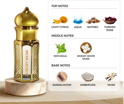 Zuhur AL Oasis Luxury Musk | Musky | Non-Alcoholic Roll-On Attar For Men 6ML Floral Attar(Citrus, Rose, Musk)