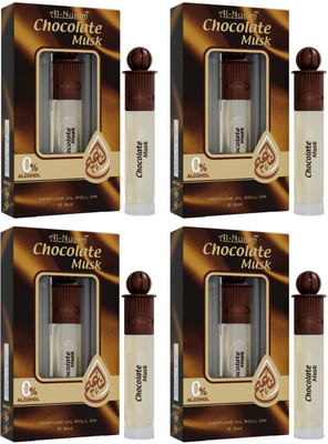 Al-Nuaim Silver Series Chocolate Alcohol Free Pack of 4 (6ml Each) | Floral Attar(Musk)