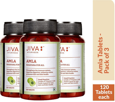 JIVA AYURVEDA Amla Tablet - C - 120 Tablets Each - Pack of 3(Pack of 3, 120 Tablets)