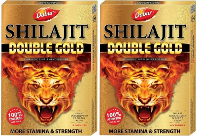 Dabur Shilajit Double Gold (2 Packs, 10 Capsules Each)(Pack of 2, 10 Capsules, 10 Capsules)
