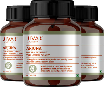 JIVA Arjuna Tablet - Maintains Healthy Heart Functions - 60 Tablets - Pack of 3(Pack of 3, 180 Tablets)
