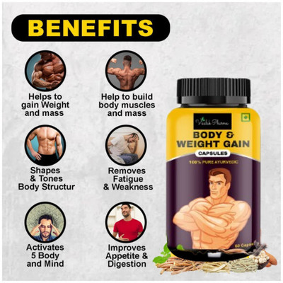 visalak pharma Body & Weight Gain Capsule Weight Gainer Product For Mass Muscle Protein fORMULA(60 Capsules)