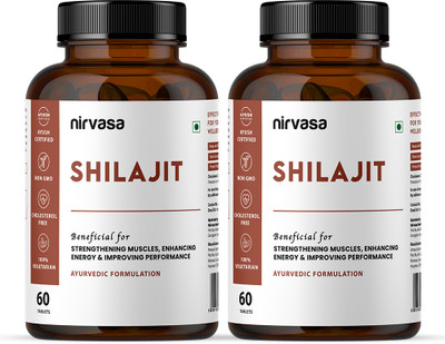 Nirvasa Shilajit Tablets with Shilajit Extract For Energy & Stamina(Pack of 2, 120 Tablets)