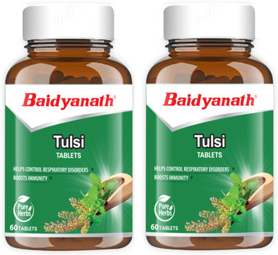Baidyanath Tulsi Tablets – Pure Herbs | Respiratory Health Booster | Boosts Immunity | Relieves Cough and Cold | 120 TB(Pack of 2, 120 Tablets)